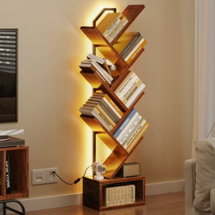 Casacomoda 6 Tier Tree Bookshelf with LED Lights
