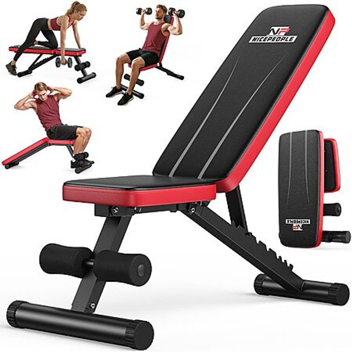 NICEPEOPLE Adjustable Weight Bench with 8 Backrest Angles, 660-Lb Capacity