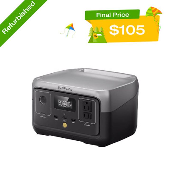 EcoFlow RIVER 2 256Wh 300W LFP Portable Power Station Generator Refurbished