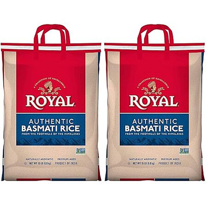 2-Pk 15-Lb Authentic Royal Basmati White Rice