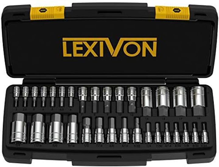 32-Pc LEXIVON SAE & Metric Master HEX Bit Socket Set