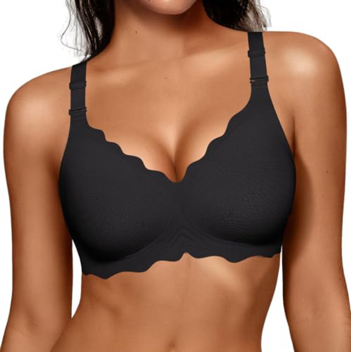 OEAK Wireless Jelly Bra – Scalloped Push-Up, All-Day Comfort