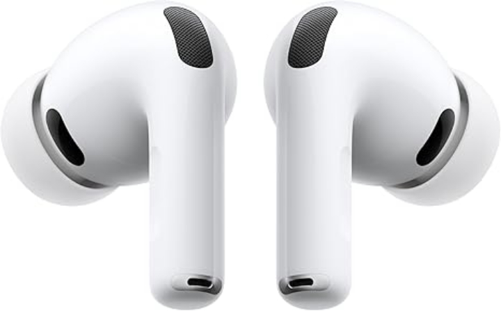 Apple AirPods Pro 3 wireless earbuds in white with charging case on gray background
